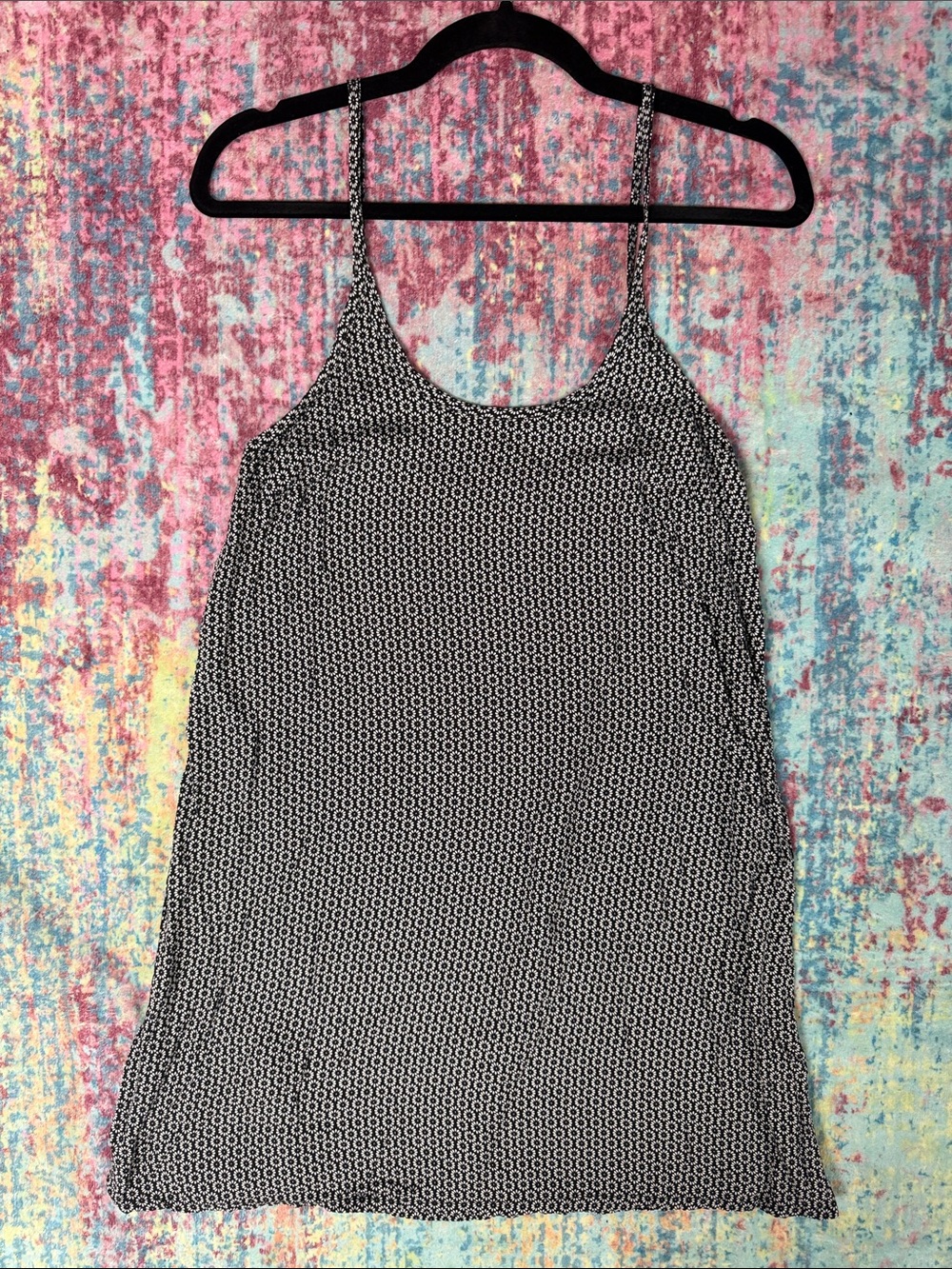 Brandy Melville Black and White Floral Print Tank